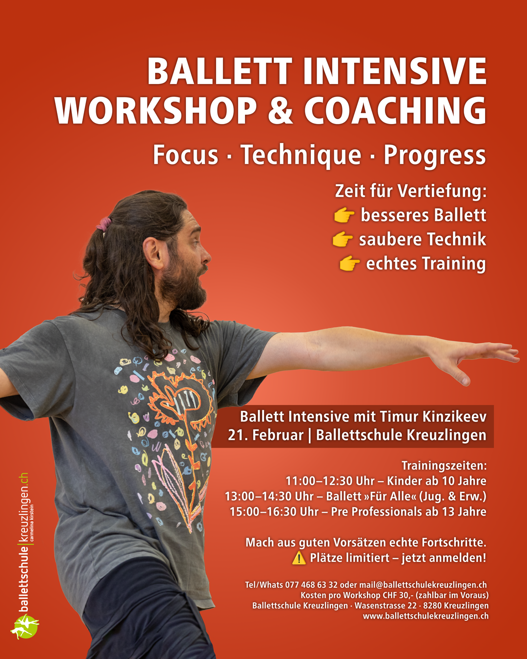 Ballett Workshop mit Timur Kinzikeev in der Ballettschule Kreuzlingen